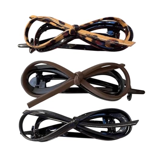 3 Stück Leder Schleife Twist Haarnadel, Modische Vintage Twist Haarschleife Clips, Einzigartige Stilvolle Haar Pferdeschwanz Zubehör, Kreative Haarschleifen Twist Clips Für Frauen von Generisch