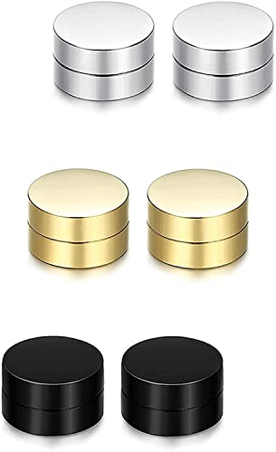 3 Stück magnetische Kreis-Ohrstecker, Edelstahl, nicht durchbohrend, Clip, Fake Tunnel, Hantel-Ohrringe für Männer und Frauen, Haltbarkeit von Generisch