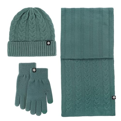 3 Stücke Damen Winter Mütze Schal Handschuhe Und Socken Set Verdickte 3-Teilige Wintermütze Schlauchschal Gestrickte Weiche 3 In 1 Set Touchscreen Handschuhe Winter Warme Elegant Weihnachten Geschenk von Generisch