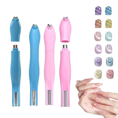 3-in-1 Heart Shape Round Line Shape Nail Art Magnet Pen - Heart, Round & Line Shapes, Upgraded Magnetic Tool for Cat Eye Gel Polish, French Tip Helper, DIY & Salon Use (Blue+Pink) von Generisch