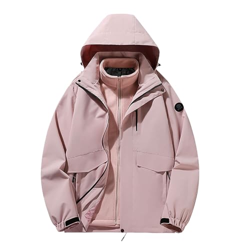 3 in 1 Winterjacke Regenjacke Herren Winter Wasserdicht Warm Gefüttert Regenjacke Skijacke Reisen Leicht Fleecejacke mit Kapuze Wandern Windbreaker Windjacke Outdoor Sport Outdoorjacke Mantel von Generisch