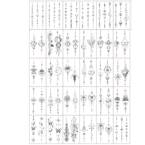30 Blätter Hand Tattoo Liebe Blume Hinweis Brief Schwarz Kleine Design Temporäre Tattoos Aufkleber für Männer Frauen Wasserdichte Gefälschte Tattoo(Set-320) von Generisch