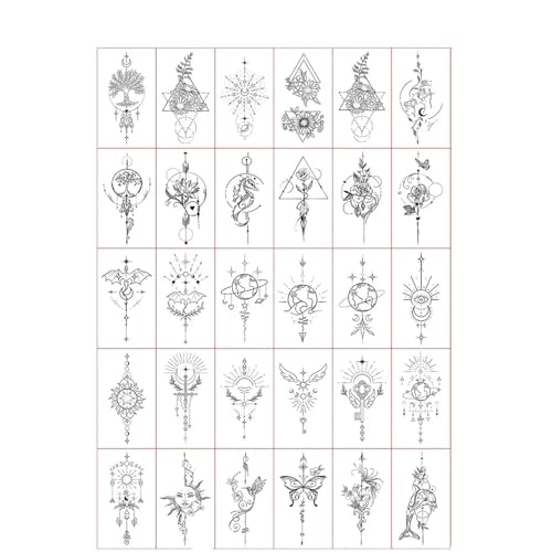 30 Blätter Hand Tattoo Liebe Blume Hinweis Brief Schwarz Kleine Design Temporäre Tattoos Aufkleber für Männer Frauen Wasserdichte Gefälschte Tattoo(Set-324) von Generisch