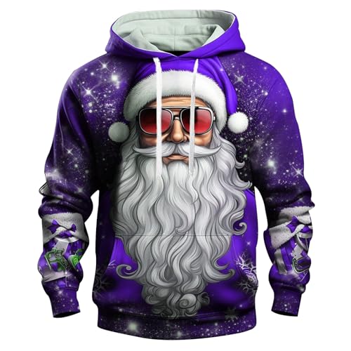 3D Druck Weihnachtspullover Herren Rentier Lustig Sweatshirt Ugly Christmas Sweater Weihnachtspullir für Männer Weihnachtsmann Weihnacht Pullover Weihnachts Hoodie Bequemes Langarm Weihnachtskleidung von Generisch