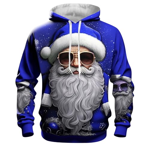 3D Druck Weihnachtspullover Herren Rentier Lustig Sweatshirt Ugly Christmas Sweater Weihnachtspullir für Männer Weihnachtsmann Weihnacht Pullover Weihnachts Hoodie Bequemes Langarm Weihnachtskleidung von Generisch