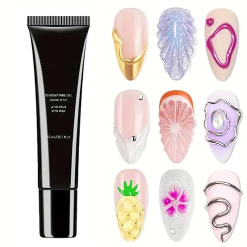 3D Gel Nail Arts, 3D Skulptur Nail Gel Modelliergel Für Nägel, Lang Anhaltende Klare Bildhauergele Nägel Für Frauen Mädchen, Für Salon Zuhause Reisen Urlaub Geburtstag (1PC) von Generisch