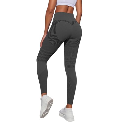 3D Leggings Damen Anti Cellulite Leggings Nahtlos Scrunch Butt Yogahose High Waist Booty Liffting Po Push Up Sporthose Bauchkontrolle Figurformende Fitnesshose Stretch Leicht Yoga Hose von Generisch