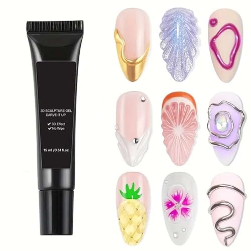 3D Skulptur Nail Gel Modelliergel, Klare Bildhauergele, Nageldesign Dekoration Modellierkleber, Professionell Langlebig, Maniküre-Werkzeuge Maler Dekoration (1PC) von Generisch