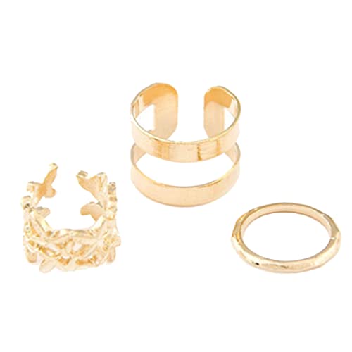 3Pcs Leaf Midi Fingerringe Set Stack Über Knuckle Band Ringe, Gold Robust und kostengünstig 3Pcs Leaf Midi Fingerringe Set Stack Über Knuckle Band Ringe, Gold Robust und kostengünstig von Generisch