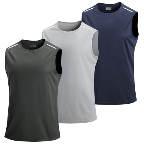 3er Pack Ärmellos Tank Top Herren Tanktop Sport Shirt Schnelltrocknend Atmungsaktiv Funktion Muskelshirt Männer Laufshirt Training T-Shirt Gym Running Jogging Trainingsshirt Outdoor Workout von Generisch
