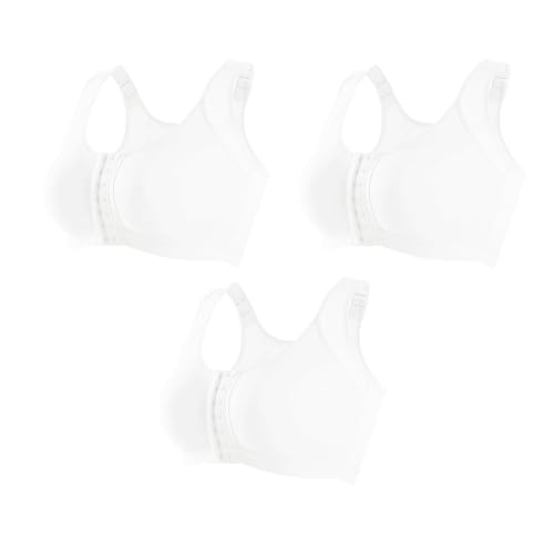 3er Pack Damen Postoperativer Sport BH Ohne Bügel Vorderverschluss Racerback Kompressions BH Haken Und Öse Komfort BH Nach Brust Op Nahtlose Starker Halt Sport Bustier Joggen Yoga Fitness Bra von Generisch