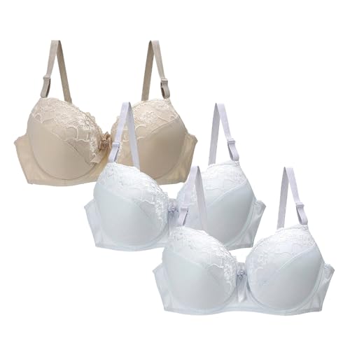 3er Pack Komfort Nahtlos BH Set Klassische BHS Damen P-ush Up mit Verstellbarem Bustier Große Brüste Unterwäsche Sport BH Ohne Bügel Starker Halt Trainings Schlaf BHS Gepolstert für Alltag Yoga von Generisch