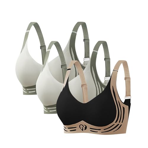 3er Pack Komfort Nahtlos BHS Damen Set Klassische BH Ohne Bügel Sport BH P-ush Up mit Verstellbarem Bustier Große Brüste Unterwäsche Starker Halt Trainings Schlaf BHS Gepolstert für Alltag Yoga 3er Pack Komfort Nahtlos BHS Damen Set Klassische BH Ohne Bügel Sport BH P-ush Up mit Verstellbarem Bustier Große Brüste Unterwäsche Starker Halt Trainings Schlaf BHS Gepolstert für Alltag Yoga von Generisch