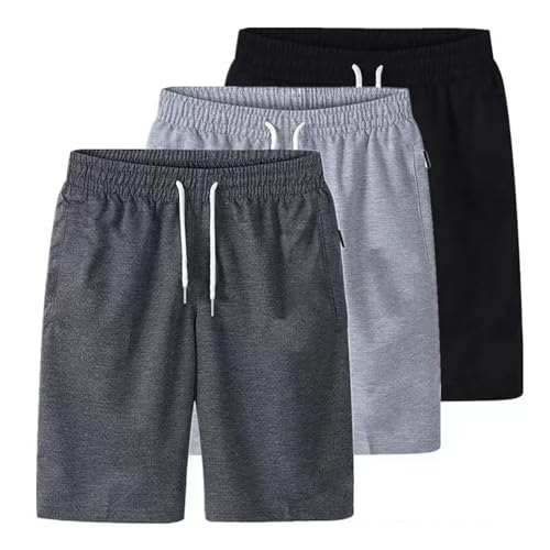3er Pack Kurze Hosen Herren Kurz Jogginghose Sport Shorts mit Reisverschlusstaschen Elastischer Taille Bermuda Shorts Sommer Schnelltrocknend Laufshorts Sportshorts Joggingshorts Freizeithose von Generisch