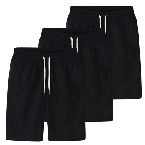 3er Pack Kurze Sporthose Herren Laufshorts Kurze Hosen mit Reißverschlusstaschen Sport-Shorts, Elastischer Taille mit Kordelzug, Schnell Trocknend Trainingshose für Gym Fitness Basketball Laufen von Generisch