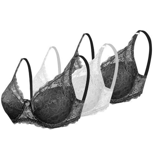 3er Pack Nahtlos BH Set Klassische BHS Damen P-ush Up mit Verstellbarem Bustier Große Brüste Unterwäsche Sport BH Ohne Bügel Starker Halt Trainings Schlaf BHS Gepolstert für Alltag Yoga von Generisch