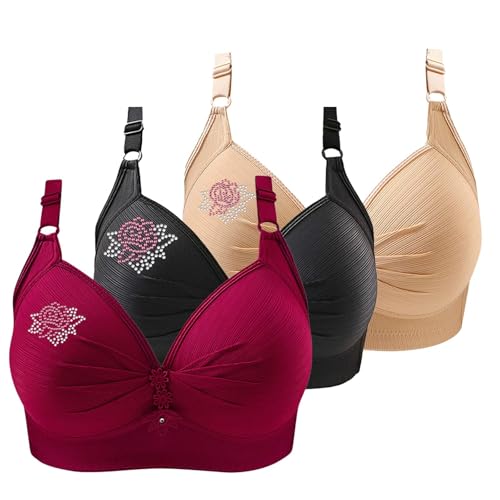 3er-Pack Sport-BHs für Damen, bequemer V-Ausschnitt, ohne Bügel, verstellbarer Riemen, atmungsaktiv, weich, ohne Bügel, BHs für Damen, größere Brust, gold, 5XL 3er-Pack Sport-BHs für Damen, bequemer V-Ausschnitt, ohne Bügel, verstellbarer Riemen, atmungsaktiv, weich, ohne Bügel, BHs für Damen, größere Brust, gold, 5XL von Generisch