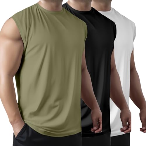 3er Pack Tank Top Herren Gym Bodybuilding Shirts Ärmellose Schnelltrocknend Atmungsaktiv Funktion Running Muskelshirts Männer Muskel Fitness Training Laufshirt Fitness Tanks Ärmelloser Shirt von Generisch