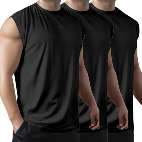 3er Pack Tank Top Herren Gym Bodybuilding Shirts Ärmellose Schnelltrocknend Atmungsaktiv Funktion Running Muskelshirts Männer Muskel Fitness Training Laufshirt Fitness Tanks Ärmelloser Shirt von Generisch
