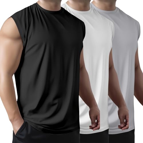 3er Pack Tank Top Herren Gym Bodybuilding Shirts Ärmellose Schnelltrocknend Atmungsaktiv Funktion Running Muskelshirts Männer Muskel Fitness Training Laufshirt Fitness Tanks Ärmelloser Shirt von Generisch