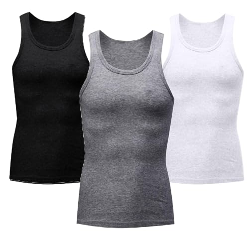 3er Pack Unterhemd Herren Tank Top Feinripp Muskelshirts Bequem Unterwäsche Männer Unterhemden Basic Tshirt Herren Unterziehshirt Kurzarm Compression Shirt Sport Top Sale Herren Tarnung 3XL von Generisch