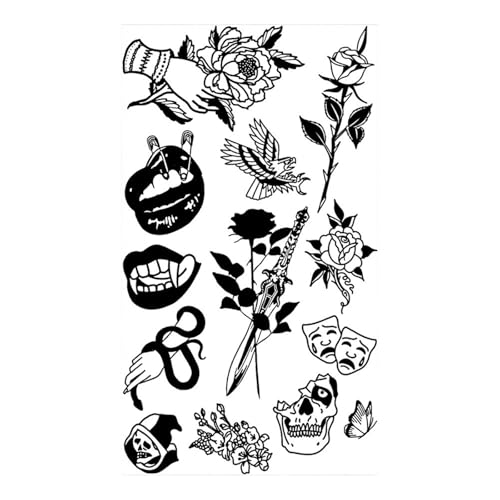 4 Blätter Schmetterling Rose Blume Temporäre Tattoos for Frauen Erwachsene Kinder Mädchen Feder Schlange Skorpion Gefälschte Tattoo Hals Arm Hände(CSQ017) von Generisch