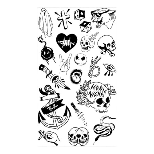 4 Blätter Schmetterling Rose Blume Temporäre Tattoos for Frauen Erwachsene Kinder Mädchen Feder Schlange Skorpion Gefälschte Tattoo Hals Arm Hände(CSQ018) von Generisch