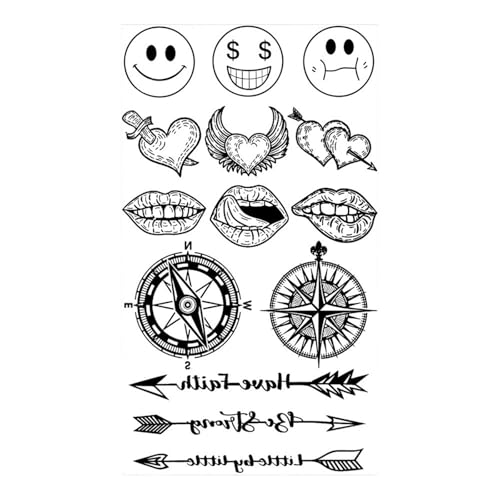 4 Blätter Schmetterling Rose Blume Temporäre Tattoos for Frauen Erwachsene Kinder Mädchen Feder Schlange Skorpion Gefälschte Tattoo Hals Arm Hände(CSQ022) von Generisch