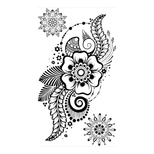 4 Blätter Schmetterling Rose Blume Temporäre Tattoos for Frauen Erwachsene Kinder Mädchen Feder Schlange Skorpion Gefälschte Tattoo Hals Arm Hände(CSQ029) von Generisch