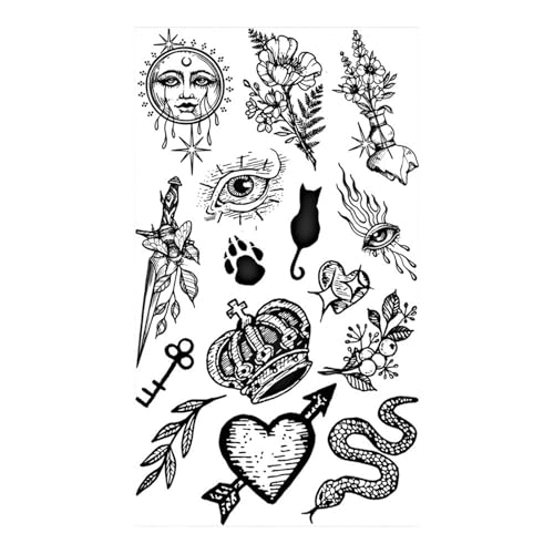 4 Blätter Schmetterling Rose Blume Temporäre Tattoos for Frauen Erwachsene Kinder Mädchen Feder Schlange Skorpion Gefälschte Tattoo Hals Arm Hände(CSQ030) von Generisch