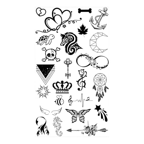 4 Blätter Schmetterling Rose Blume Temporäre Tattoos for Frauen Erwachsene Kinder Mädchen Feder Schlange Skorpion Gefälschte Tattoo Hals Arm Hände(CSQ040) von Generisch