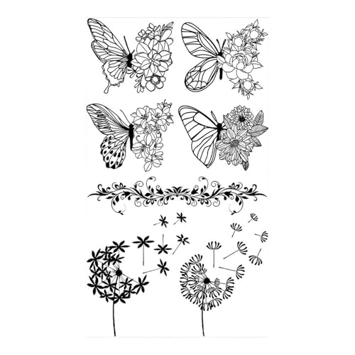 4 Blätter Schmetterling Rose Blume Temporäre Tattoos for Frauen Erwachsene Kinder Mädchen Feder Schlange Skorpion Gefälschte Tattoo Hals Arm Hände(CSQ048) von Generisch