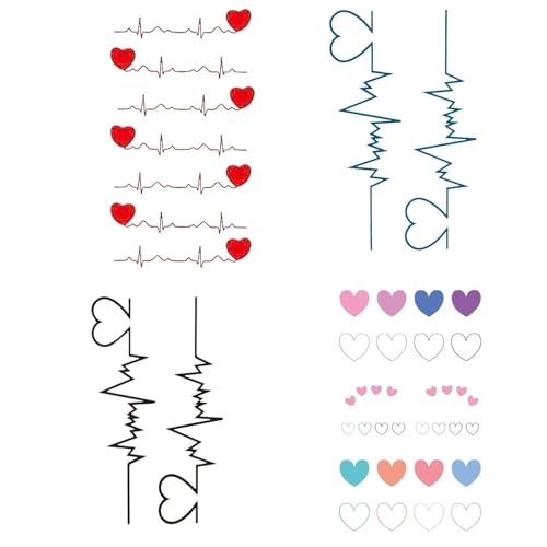 4 Blätter wasserdicht temporäre Tattoo Aufkleber Body Art Liebe Welle Herzschlag Linie gefälschte Tatto for Mädchen Frauen von Generisch
