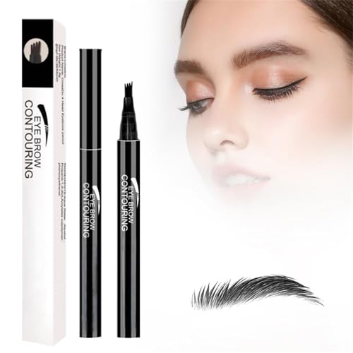 4-Head Split Waterproof Eyebrow Pencil - 2024 New 3d Microblading Eyebrow Pen Eye Brow Pencils With 4 Tip, Creates Natural Looking Brows Eye Eyebrow Makeup Eyebrow Pen For Women, Last All Day (Black) von Generisch