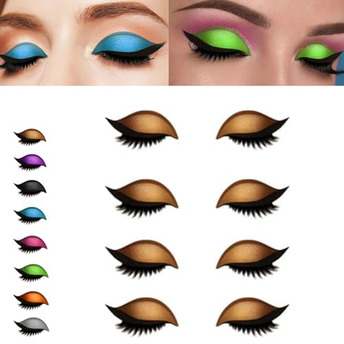 4 Pair Lazy Eye Shadow Eyelash Patch, 2-in-1 Reusable Eye Makeup Stickers with False Lashes & Shadow, Makeups Stencils Sticker for All EyeShapes, for Party, Prom (4Pair gold) von Generisch