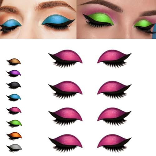 4 Pair Lazy Eye Shadow Eyelash Patch, 2-in-1 Reusable Eye Makeup Stickers with False Lashes & Shadow, Makeups Stencils Sticker for All EyeShapes, for Party, Prom (4Pair pink) von Generisch