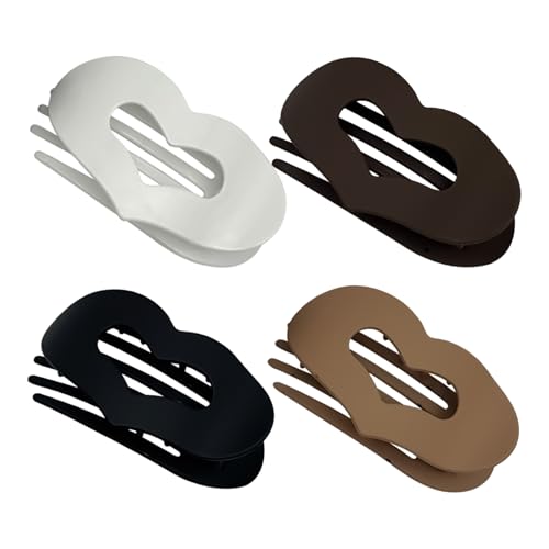 | 4 Pieces Barrettes Non Slip For Thick Long Medium Fashion Accessories Girls Wedding Outdoor Party Work | Claw Clips | Heart Solid Color Hair Clip Flat von Generisch
