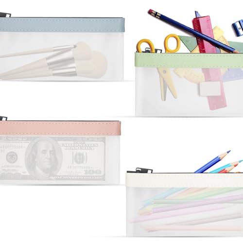 4 Stück Geldtaschen mit Reißverschluss, transparente Geldumschläge, Geldsparbeutel, multifunktionale Bargeldaufbewahrung, Bankpfandtasche von Generisch