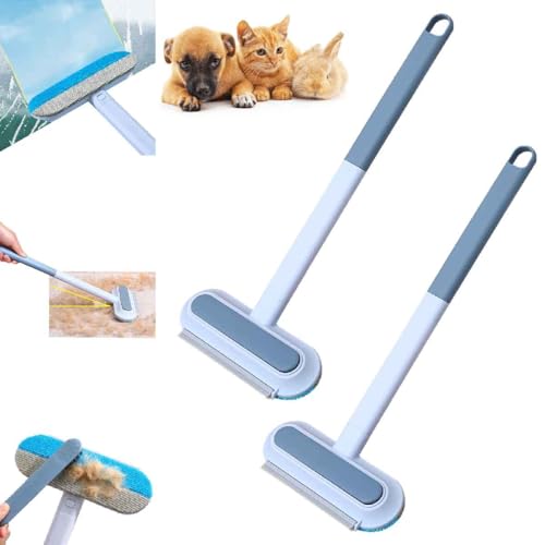 4-in-1 Tierhaarentferner,Wiederverwendbar Waschbar Antistatische Fellentferner mit langem Griff,Aufnahme von Tierhaaren,mit Kleiner Bürste,für Bettlaken,Teppiche,Kleidung (1 Stück 2 Stück) von Generisch