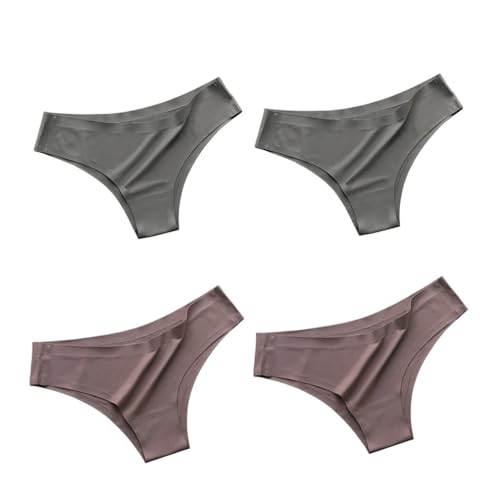 4-teiliges Set, nahtlose Höschen, Damenunterwäsche, Eisseide, Unterhosen für Damen, weich, einfarbig, dünn, 12, M von Generisch