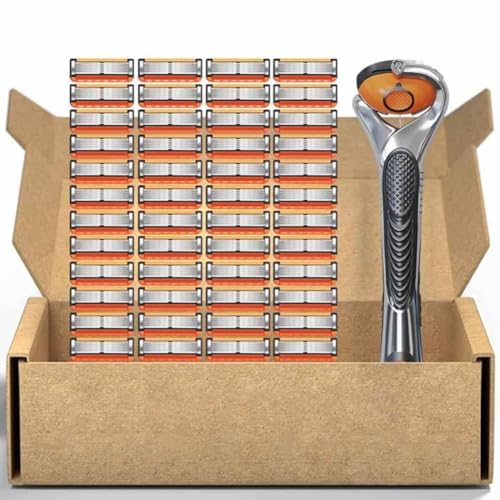 48-teiliges Herren-Rasierer-Ersatzkit, 6 -schichtige Klinge Mit Freiem Griff, Für Glatte Rasur, Reisetransporter Für Männer Pack ,48PCS von Generisch