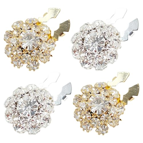 Generisch 4PCS Rhinestone Button Covers Clip, Damen Knopfs-Cover Clip, Knopfschmuck Knopfs-Abdeckung, Crystal Fancy Buttons For Clothing Decor von Generisch