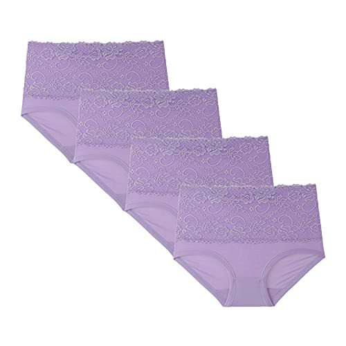 4er Pack Unterhosen Damen Schlüpfer Frauen Unterwäsche Panties Spitzen High Waist Unterhose Seamless Hipster Slip Tanga Set Taillenslip Brazilian Slip Women Thongs Meine Bestellungen Anzeigen Lila XL von Generisch