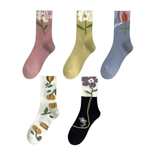 5 Paar Bunte Socken Damen Sneaker Lustige Socken Aus Baumwolle Atmungsaktiv Farbenfrohes Design Unisex Set Geschenk Für Frauen Und Mädchen von Generisch
