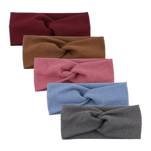 5 Stück/Lot Solid Twist Baby Mädchen Stirnbänder Kaschmir handgefertigt elastische Haarbänder Headwraps Säuglingsmode Kopfbedeckung (C) von Generisch