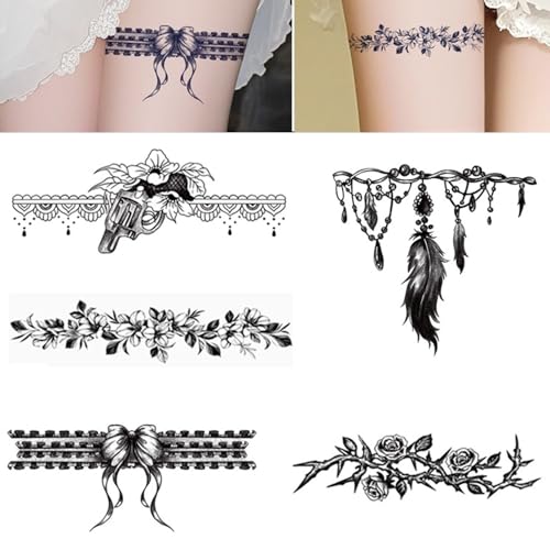 5 stücke Temporäre Bein Ring Tattoo Aufkleber Wasserdicht Langlebige Spitze Bowknot Plain Blume Oberschenkel Simulation Männer Und Frauen Gefälschte Tattoos 5 stücke Temporäre Bein Ring Tattoo Aufkleber Wasserdicht Langlebige Spitze Bowknot Plain Blume Oberschenkel Simulation Männer Und Frauen Gefälschte Tattoos von Generisch
