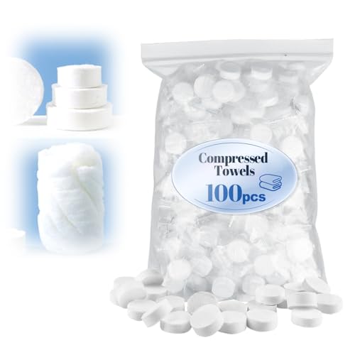 50/100 Stück Toilettenpapier Komprimierte, Tragbare Einweg komprimierte Handtücher, Feuchtes Toilettenpapier Einzeln Verpackt Abschminktücher für Hotel Camping Backpacking Wandern (100Pcs) von Generisch