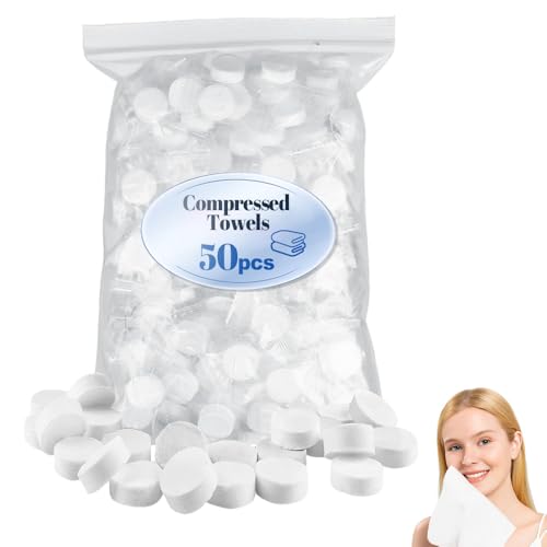 50/100 Stück Toilettenpapier Komprimierte, Tragbare Einweg komprimierte Handtücher, Feuchtes Toilettenpapier Einzeln Verpackt Abschminktücher für Hotel Camping Backpacking Wandern (50Pcs) von Generisch