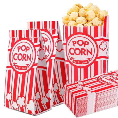 50 Stück Popcorn Tüten, 1oz Popcorntüten Klein Süßigkeiten Tüten Candy Tüten für Kino, Familienfeier, Geburtstagsfeier und Übernachtungsparty - Rot Weiß Gestreift von Generisch