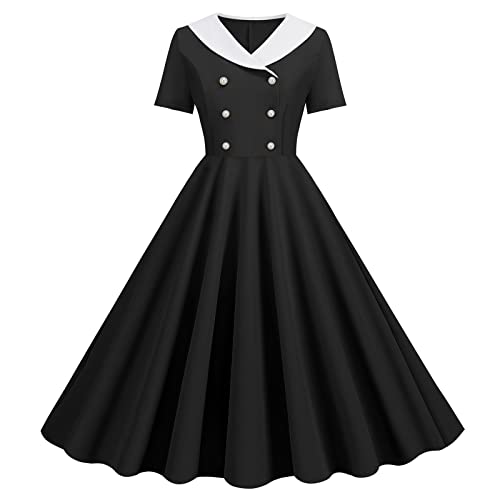 50er Jahre Kleider Damen Ärmellos Neckholder Vintage Cocktailkleid Ballkleidcocktailkleid a Linie Faltenrock Knielang Hochzeit Festlich Abendkleid 1950er Polka Dots Retro Rockabilly Swing Kleid von Generisch